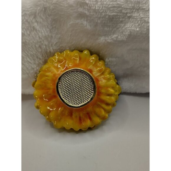 Hand-Painted Enameled Baby Sleeping on a Sunflower Trinket Box with Necklace - Picture 5 of 9